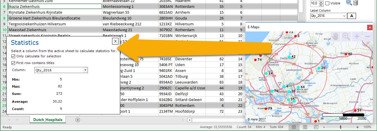 Calculate statistics in Excel