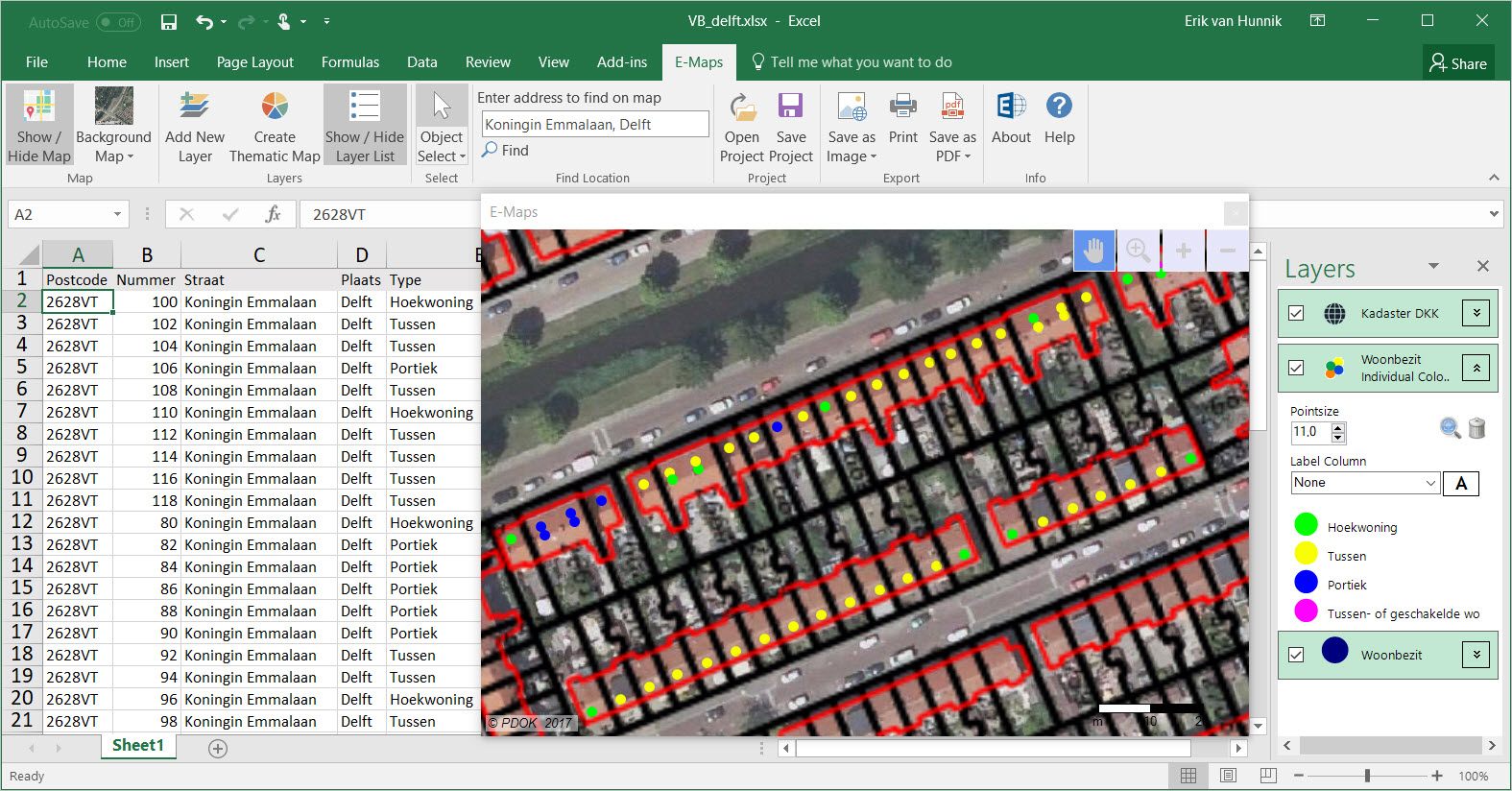 Uw vastgoed geografisch in kaart gebracht met Excel E-Maps