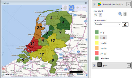 Excel E-Maps 2.1 gisviewer: vlakkenkaart Excel E-maps