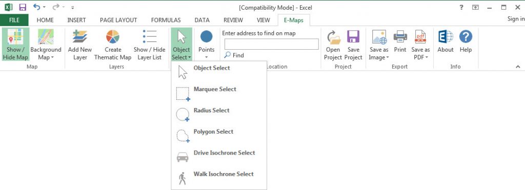 E-Maps Advanced: toolbar object selection E-Maps Advanced: toolbar object selection